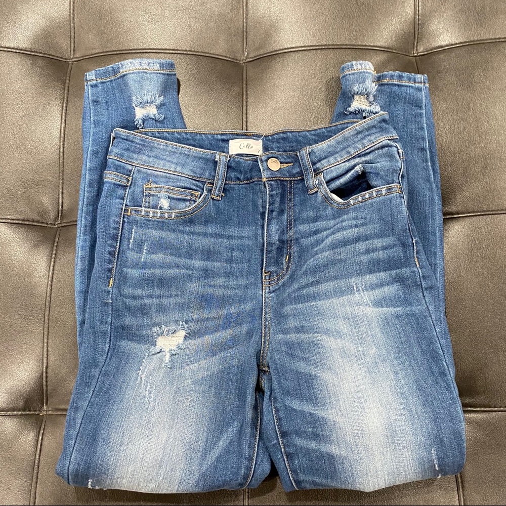 Cello distressed high rise skinny jeans